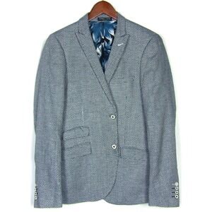 Paisley & Gray Blue Polka Dot Double Vent Linen Blend Stretch Blazer Men's 38R